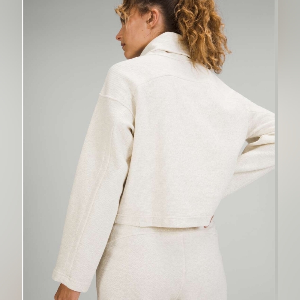 LULULEMON Ribbed Funnel Neck Pullover IN Heathered White Opal